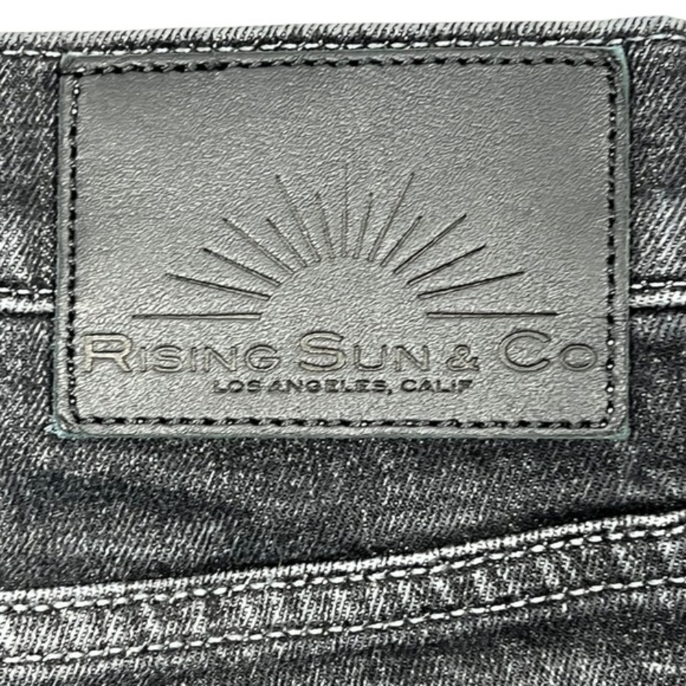 RISING SUN & CO Slim Straight Jeans Mens 38x32 Black Rinse Grunge Stretch Denim - Picture 7 of 15